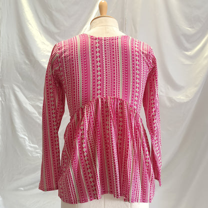 Pink Striped cotton  Peplum Top – Aesthetic Look