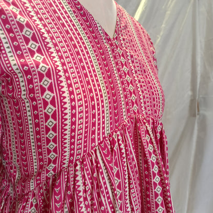 Pink Striped cotton  Peplum Top – Aesthetic Look