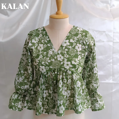 Green Floral Peplum Top – Natural & Stylish