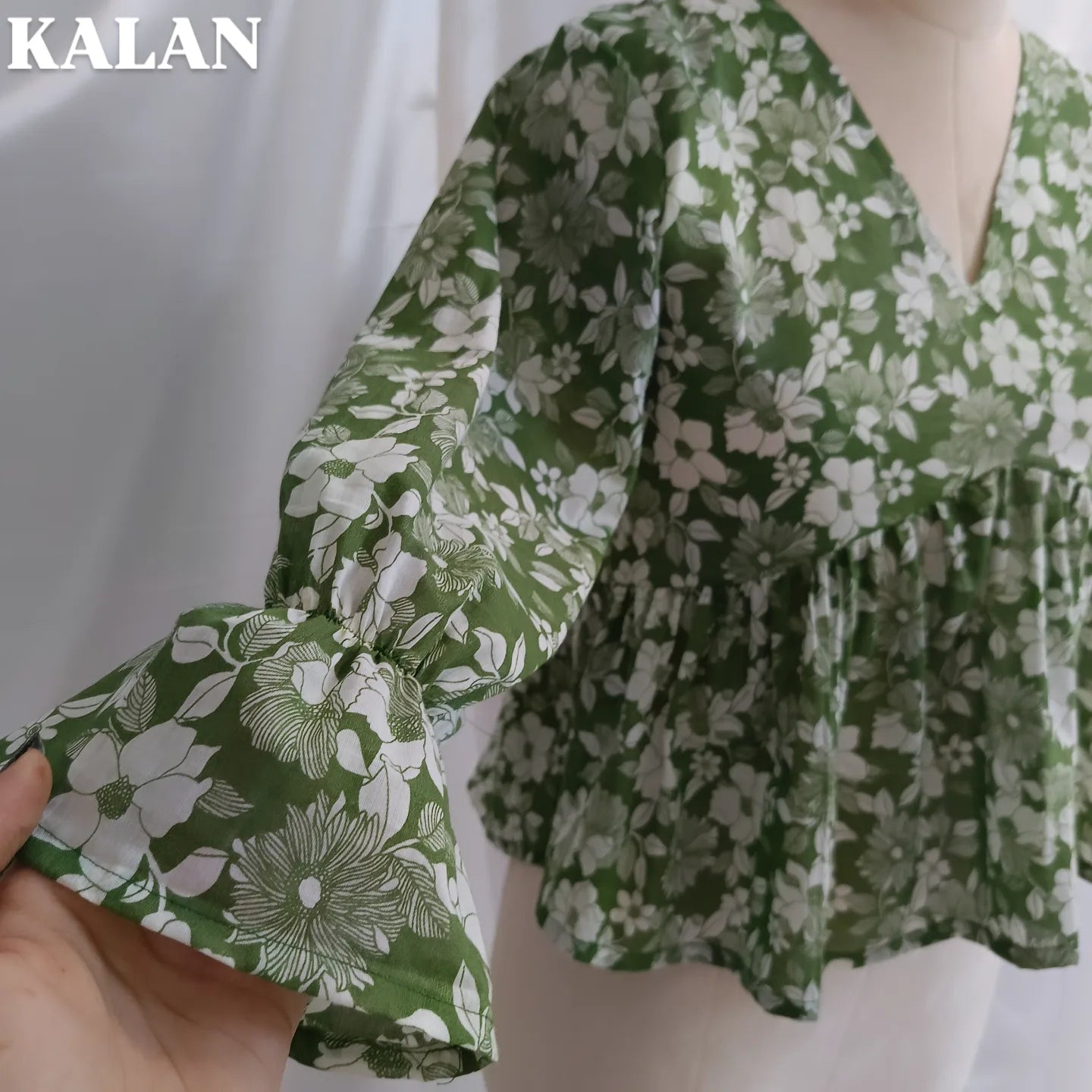 Green Floral Peplum Top – Natural & Stylish