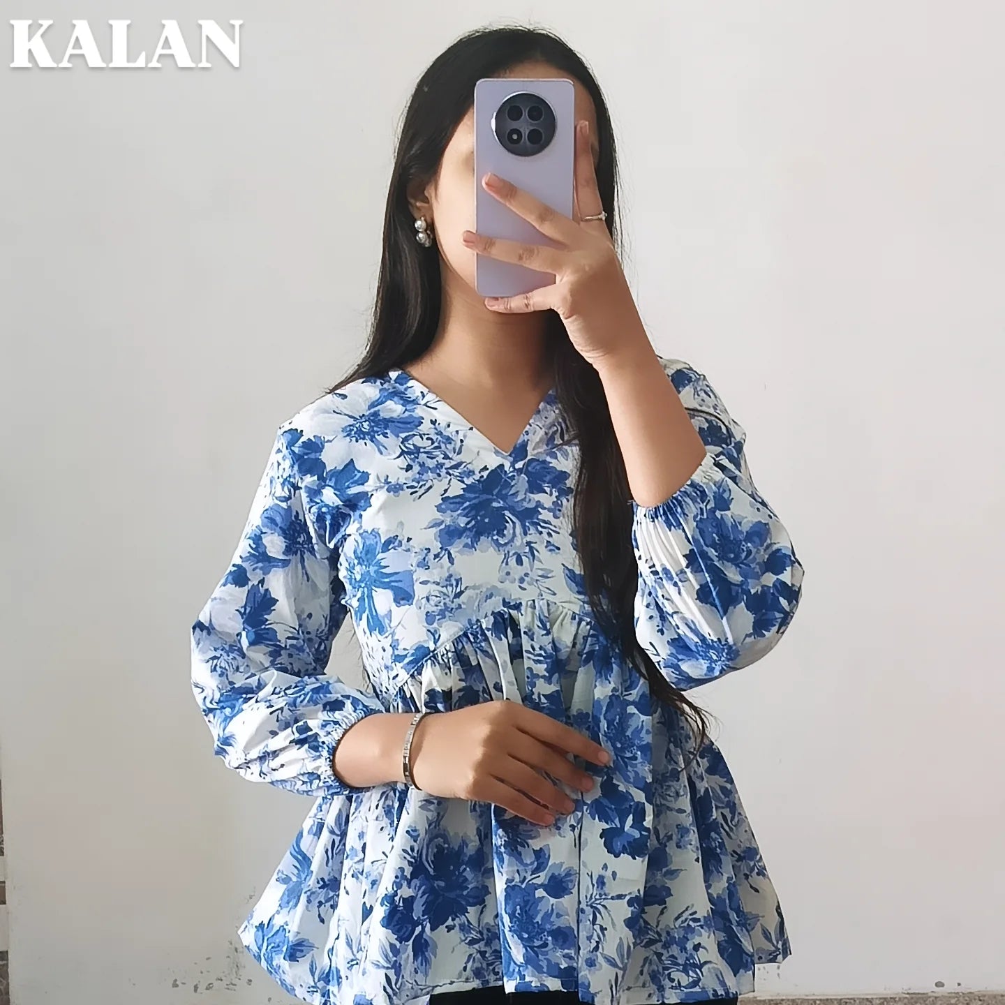 Blue Belle Peplum Top – Timeless Elegance