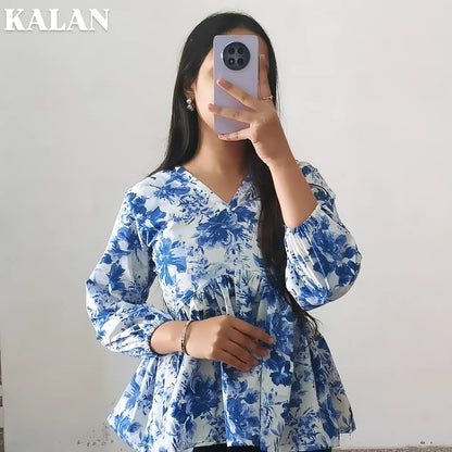 Blue Belle Peplum Top – Timeless Elegance