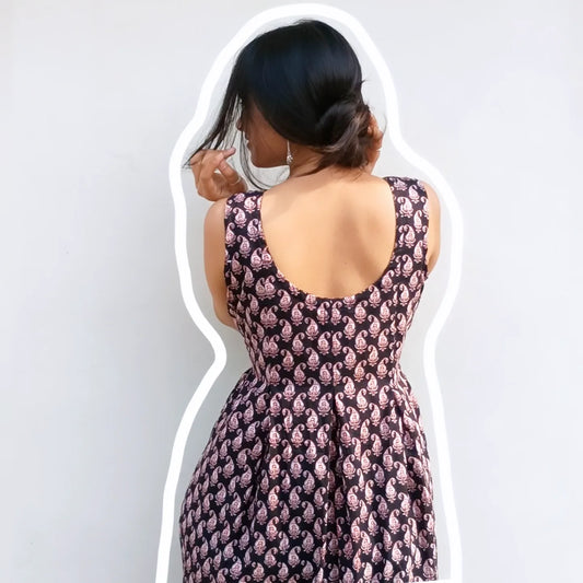 Box pleated cotton dress