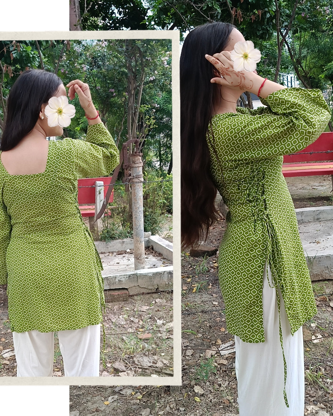 Side tieups kurti with farsi salwar– Cotton Ethnic Wear for Women