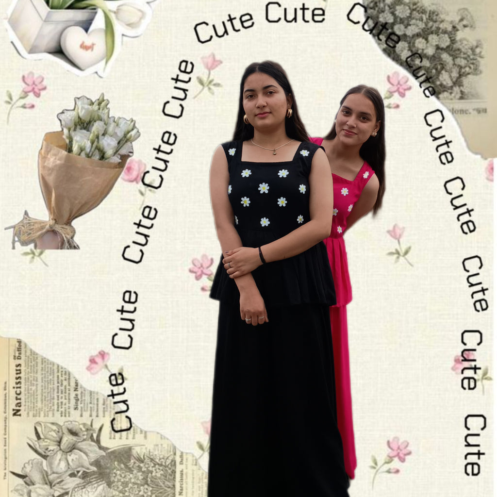 Hand-Painted Cordset for Women – Cute & Charming in Pink & Black