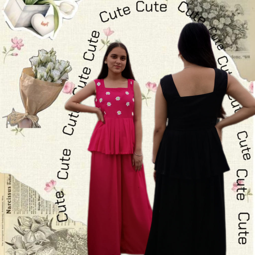 Hand-Painted Cordset for Women – Cute & Charming in Pink & Black