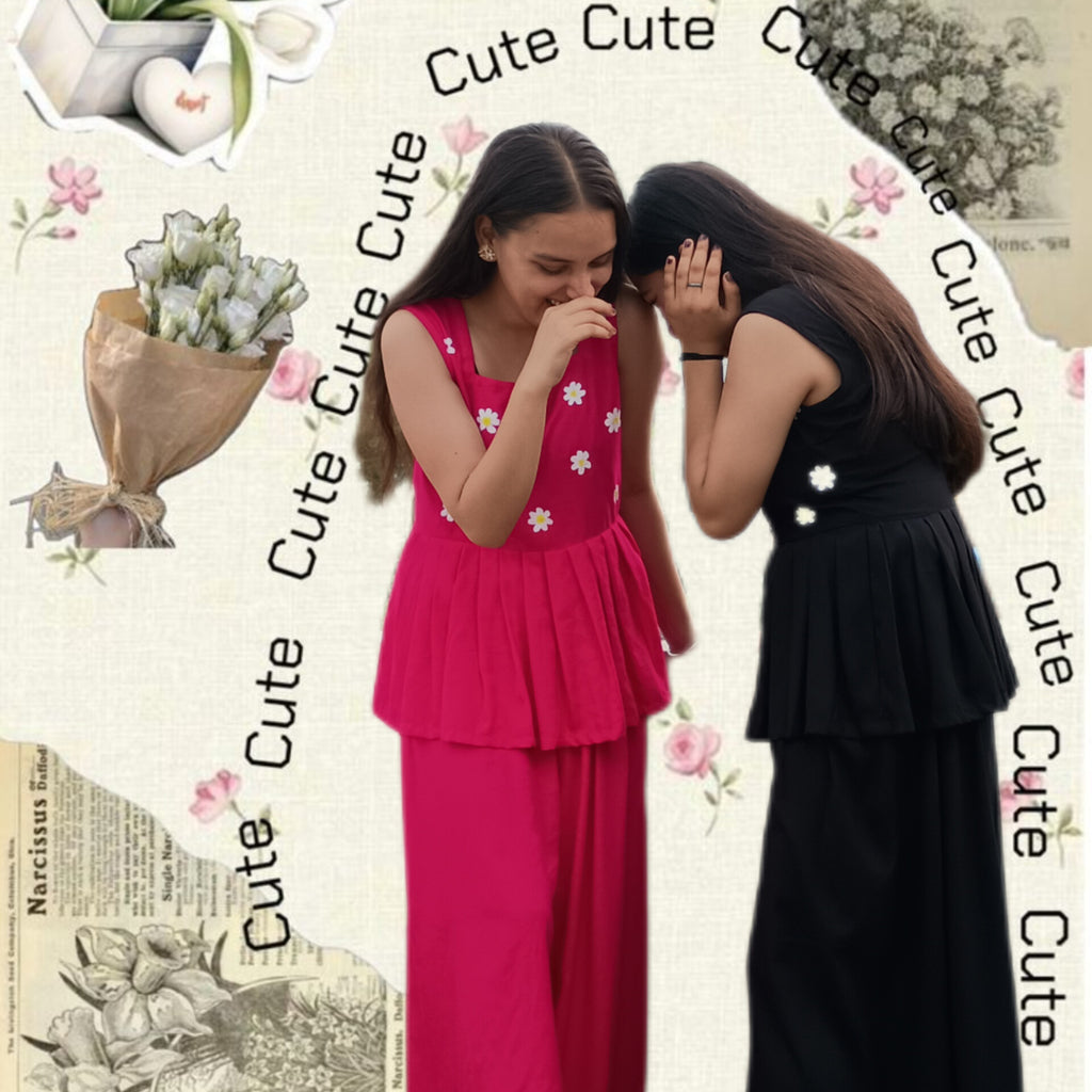 Hand-Painted Cordset for Women – Cute & Charming in Pink & Black