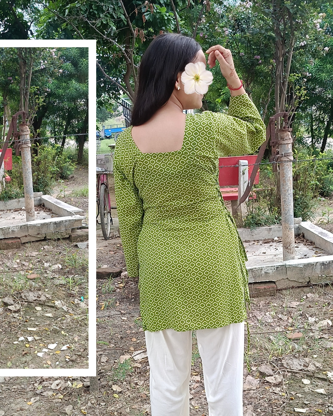 Side tieups kurti with farsi salwar– Cotton Ethnic Wear for Women