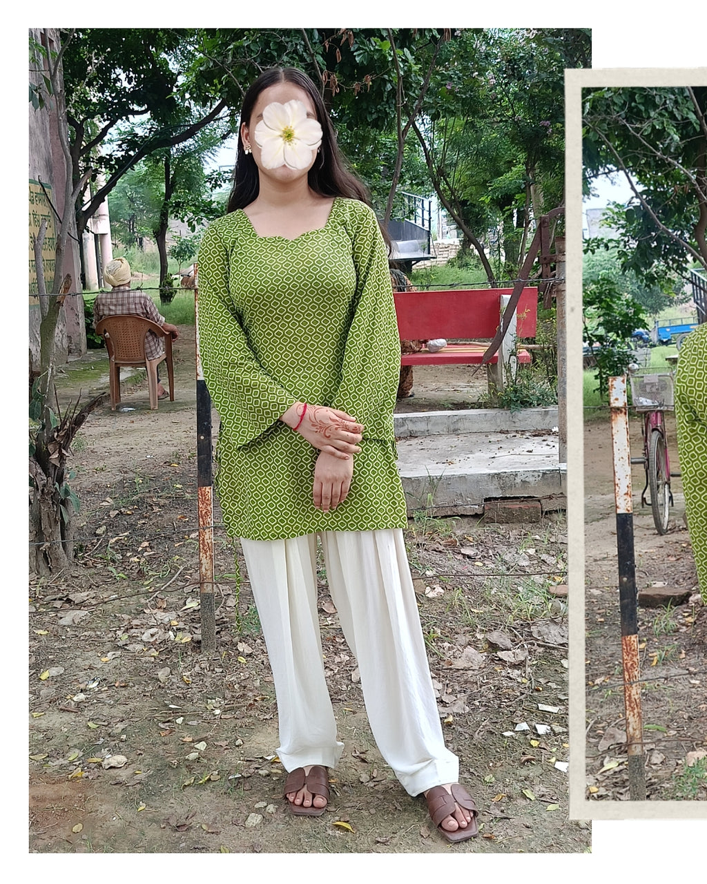 Side tieups kurti with farsi salwar– Cotton Ethnic Wear for Women