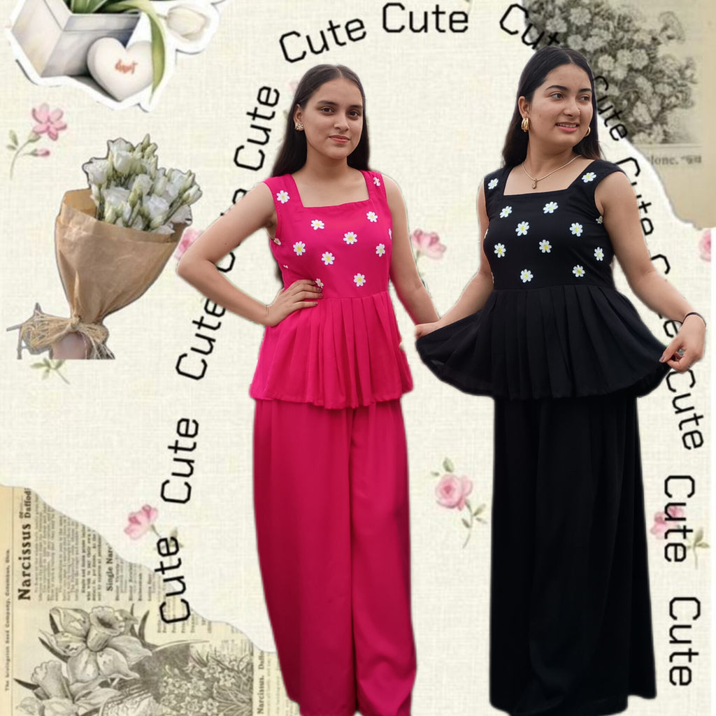 Hand-Painted Cordset for Women – Cute & Charming in Pink & Black