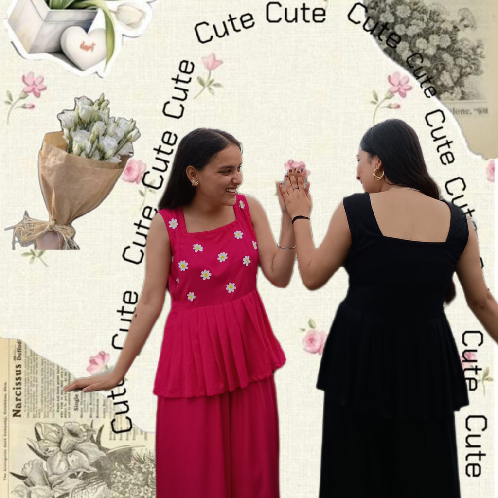 Hand-Painted Cordset for Women – Cute & Charming in Pink & Black