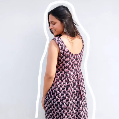 Box pleated cotton dress