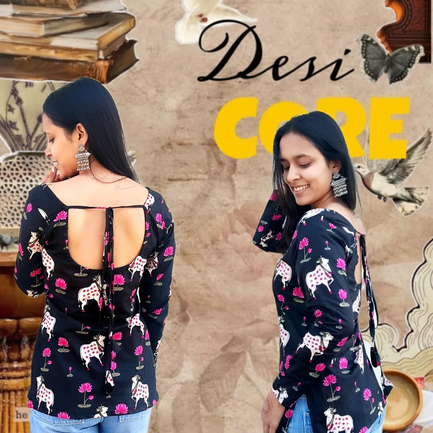 Black Pichwai print kurti