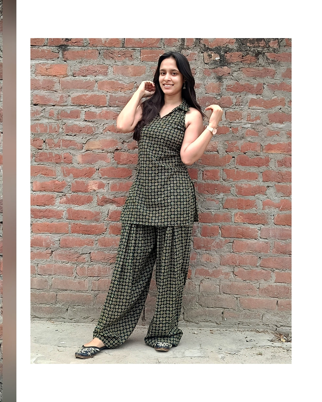Halter neck kurti with farsi salwar– Cotton Ethnic Wear for Women