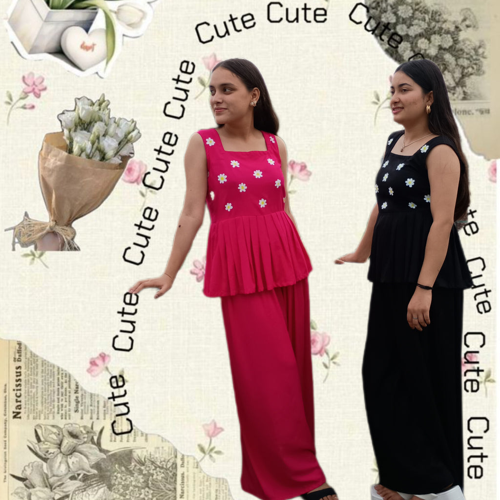 Hand-Painted Cordset for Women – Cute & Charming in Pink & Black