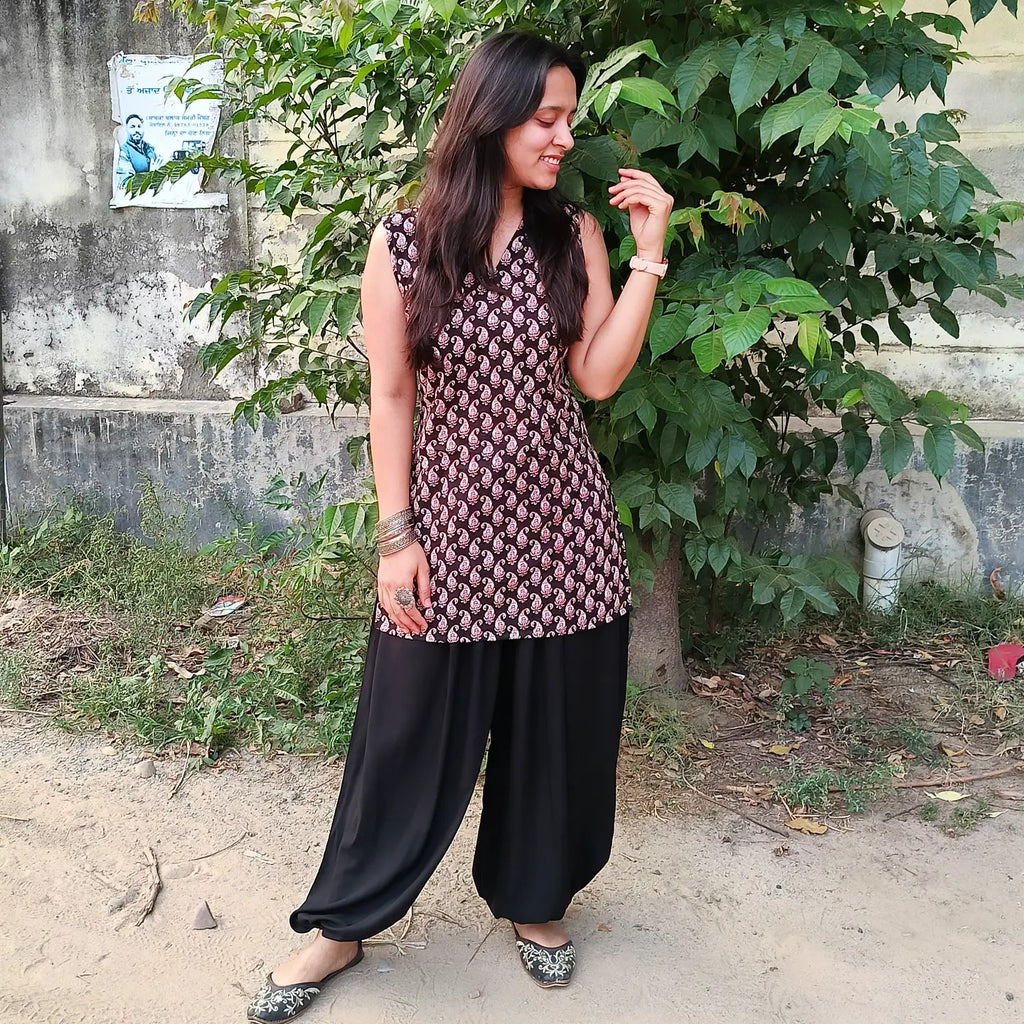 Balloon pant with corset back kurti set – Cotton Ethnic Wear for Women
