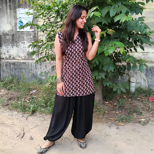 Balloon pant with corset back kurti set – Cotton Ethnic Wear for Women