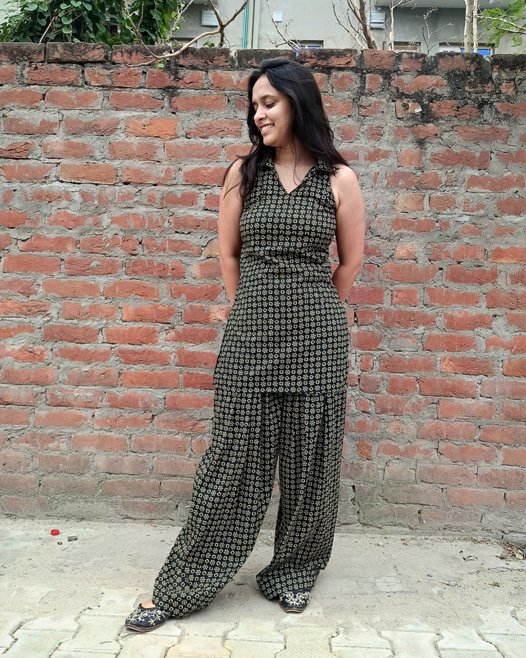Halter neck kurti with farsi salwar– Cotton Ethnic Wear for Women