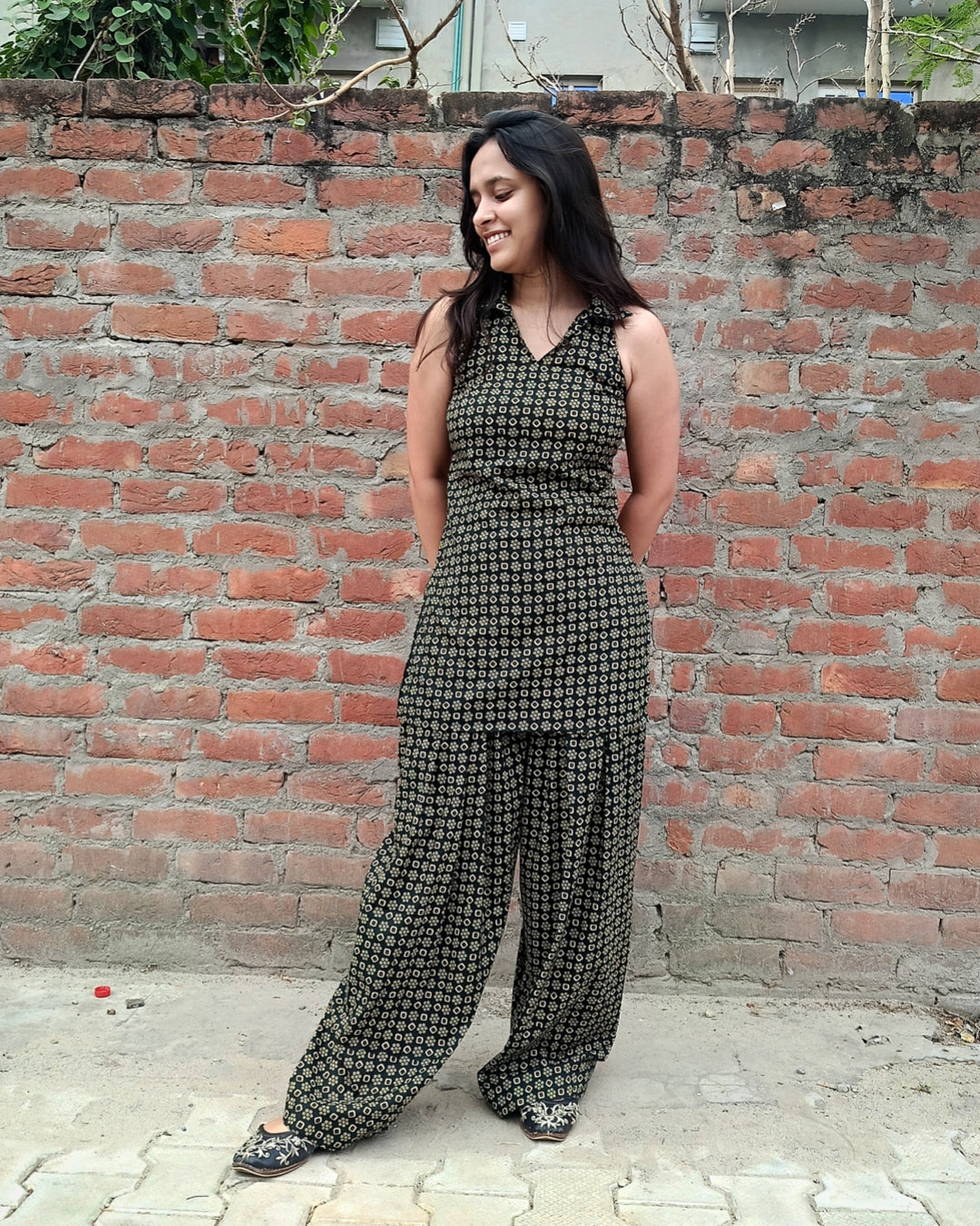 Halter neck kurti with farsi salwar– Cotton Ethnic Wear for Women