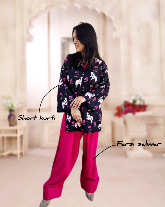 Pichwai art Farsi salwar set